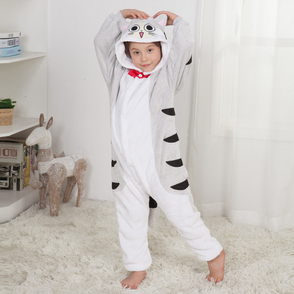 Jammies For Parties Unisex Animal Onesie Pajamas  For Kids (CAT)