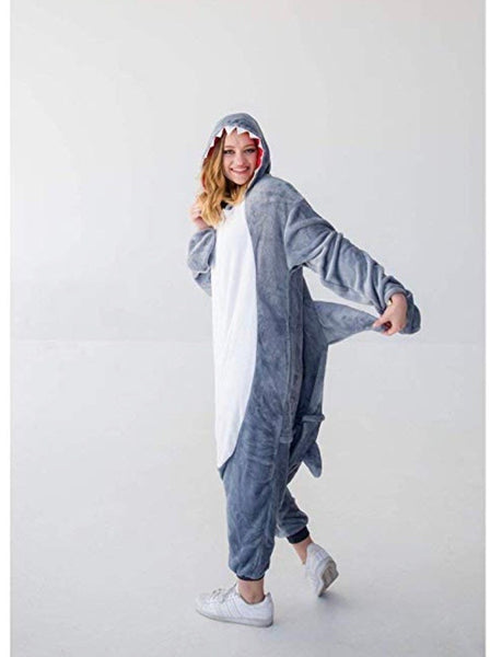 Jammies For Parties Animal Pajamas for Adult Unisex Cosplay Costume Plush One Piece (SHARK)