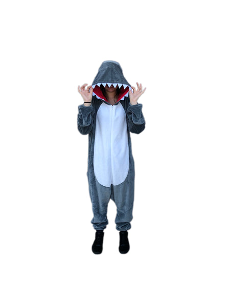Jammies For Parties Animal Pajamas for Adult Unisex Cosplay Costume Plush One Piece (SHARK)