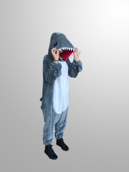 shark costume jumpsuit for adults 