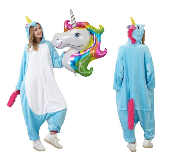 teal unicorn onesie pajama pj sleepwear for adult women men kigurumi cosplay