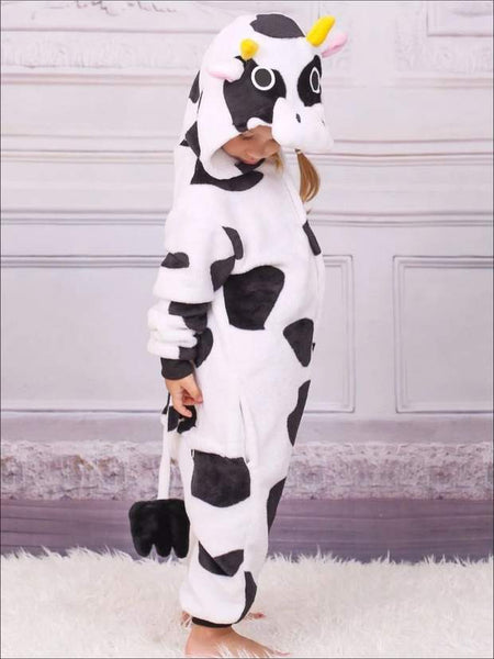 Jammies For Parties Unisex Animal Onesie Pajama Sleepwear For Kids (Cow)