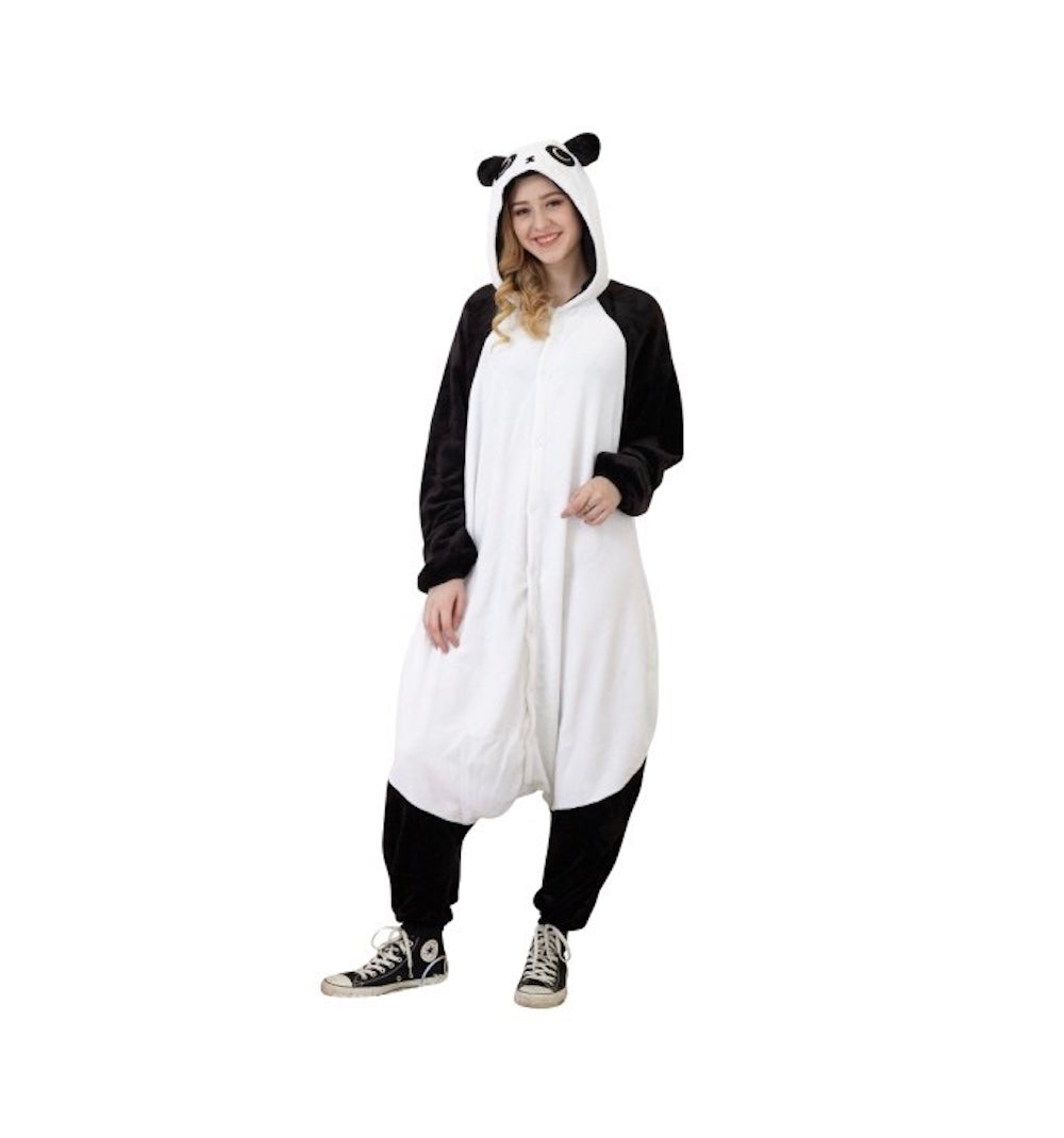 panda onesie pajama cosplay costume for adults men women unisex for halloween christmas jammies for parties 