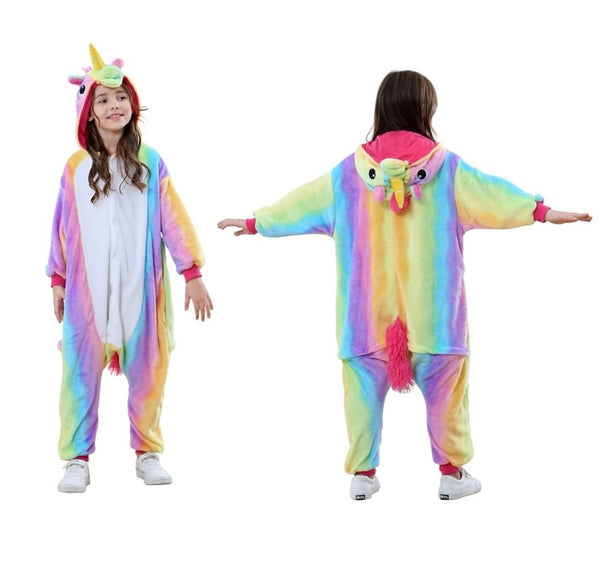 rainbow unicorn onesie FOR KIDS girls boys  in california usa pajama cosplay costume for adults men women unisex for halloween christmas jammies for parties 